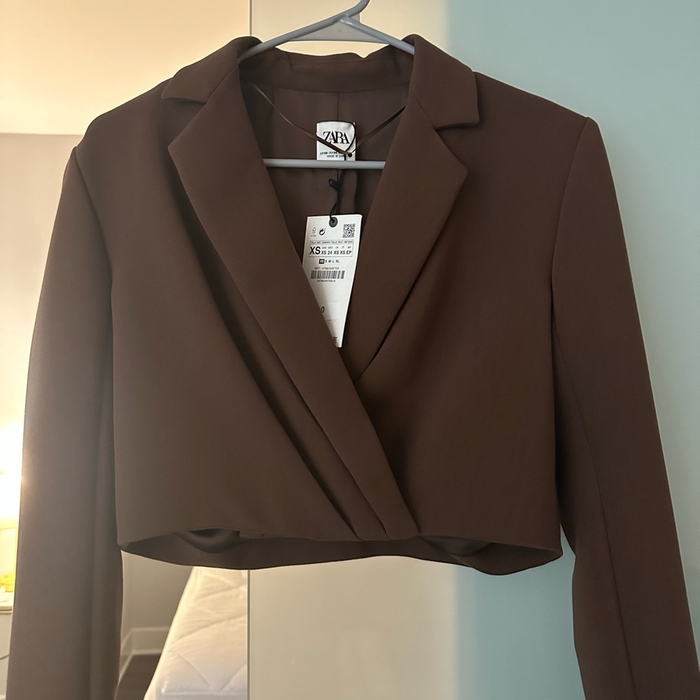 Zara brown cropped blazer